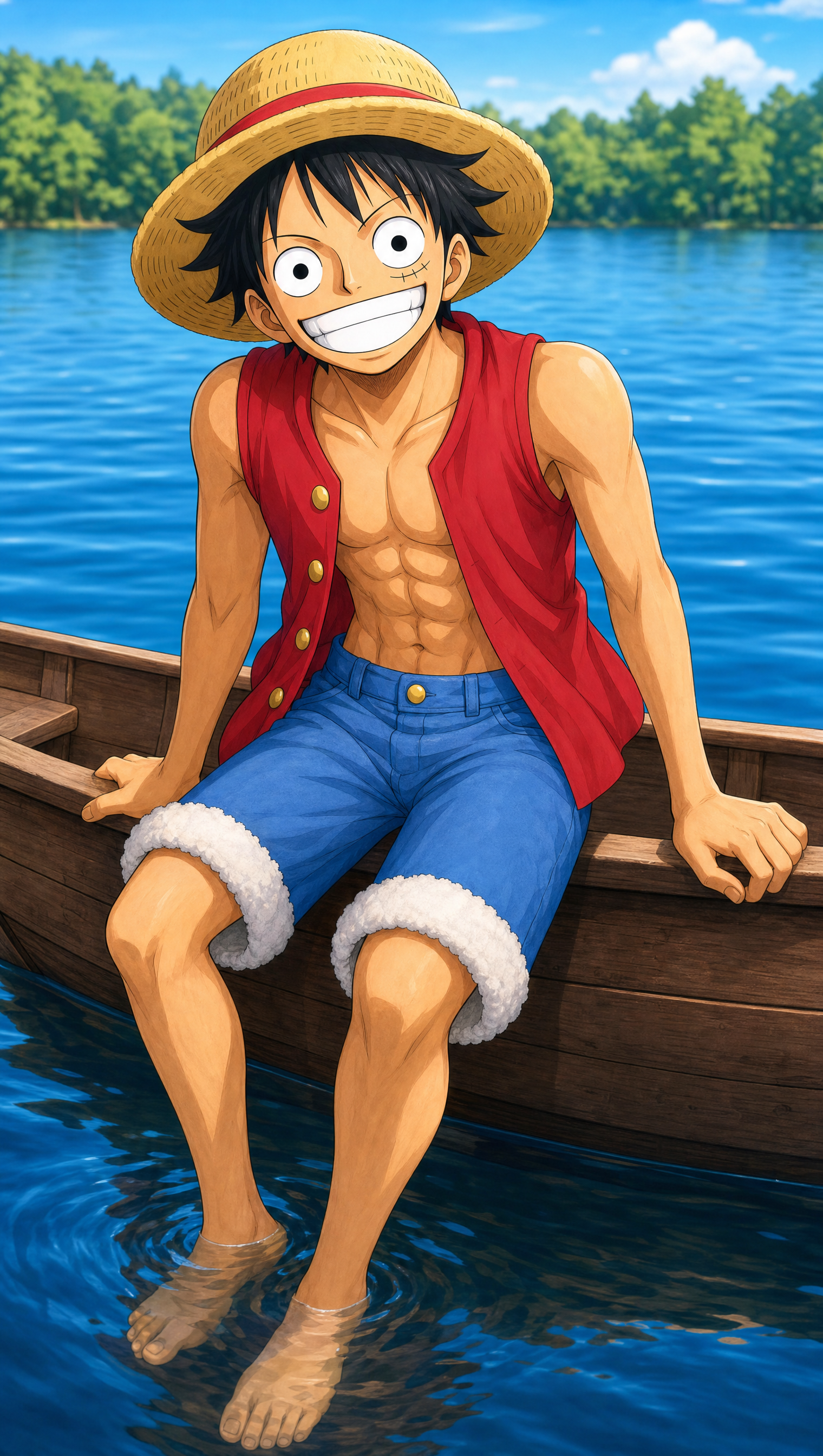 Keyframe of Rowboat on the lake, feet in the water