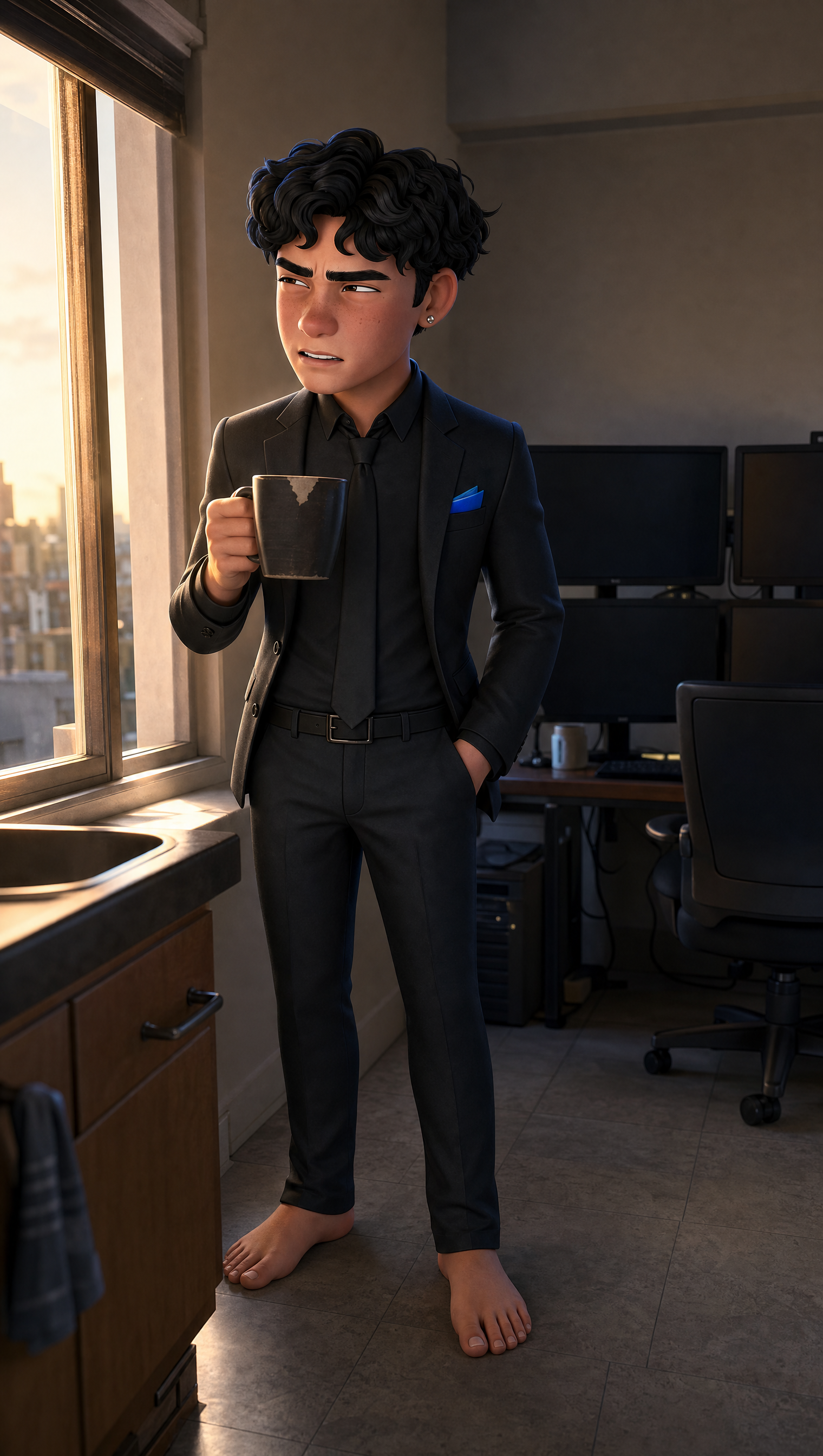 Keyframe of Monitors off until the coffee is done