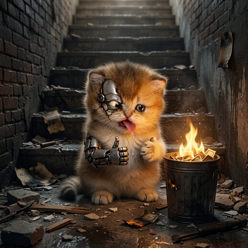 fell down the stairs, found a furnace, no notes