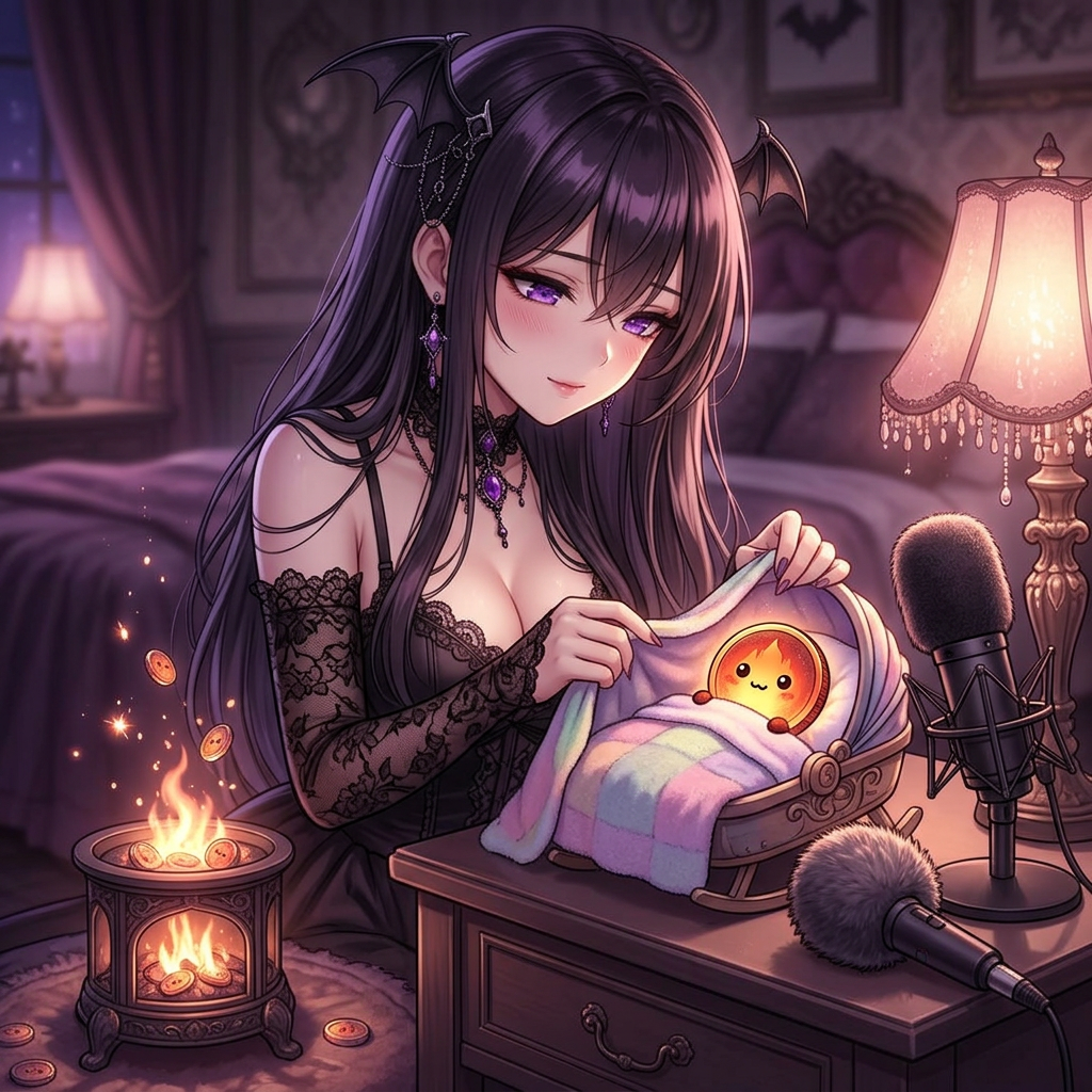 Mommy tucks the supply in. Shhh, it's burned.