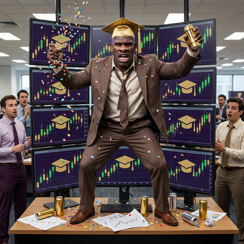 We graduated. Desk is screaming.