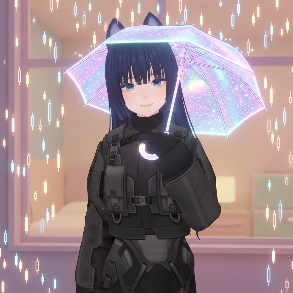 Funi holds the umbrella, the chart does the weather