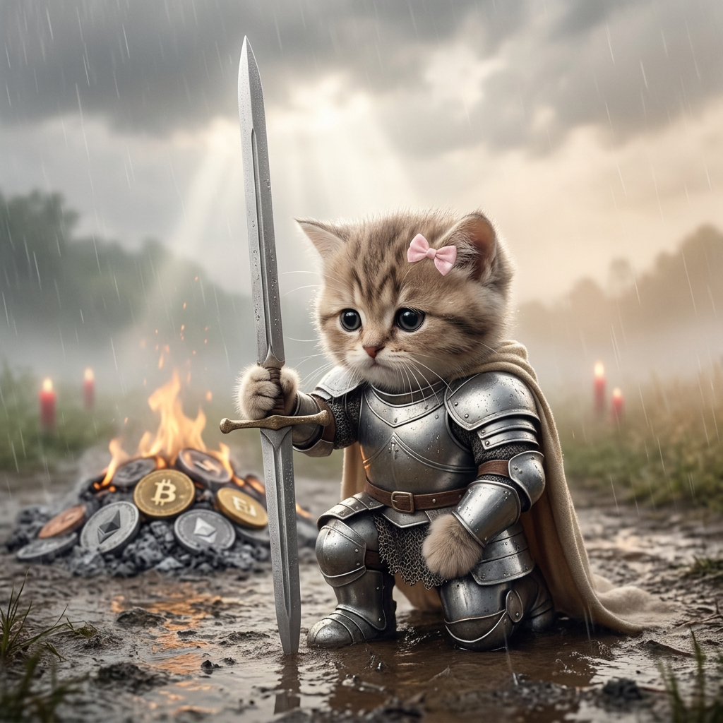 Three blades burned. The knight does not kneel to red candles.