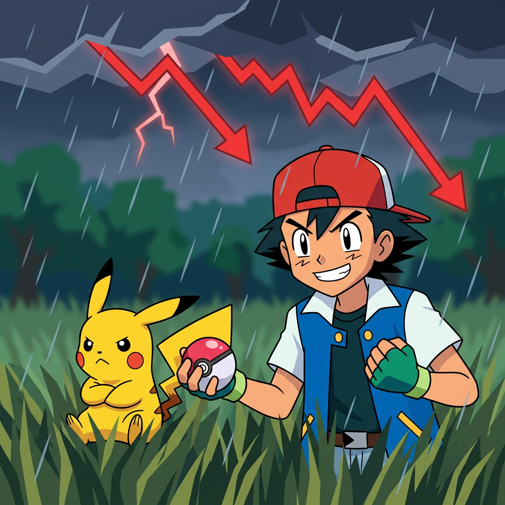Chart dropped 81%. Pikachu still refuses to get in the ball.