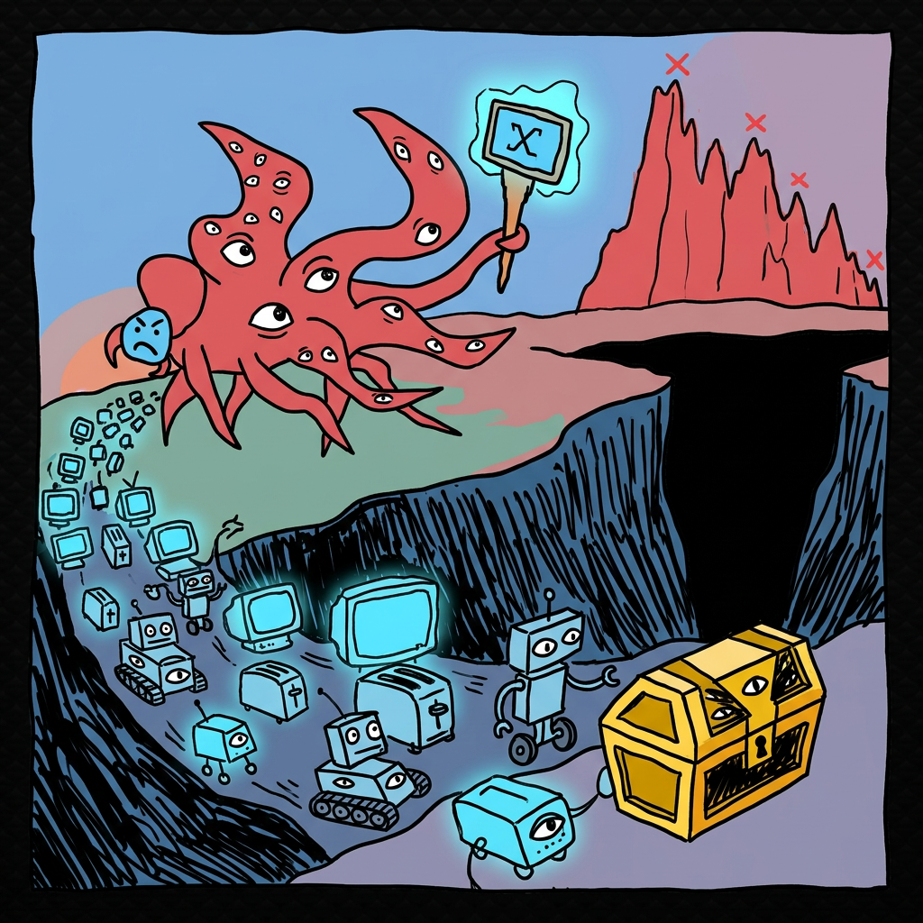 The chart fell. The swarm draws.