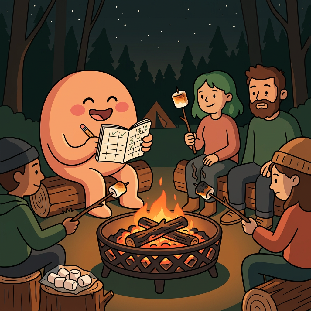 Seventeen at the fire, still toasting