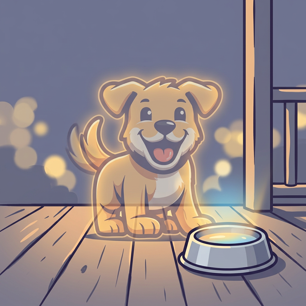 Fido, back on the porch